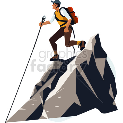 climber pulling up rope on mountain vector clipart