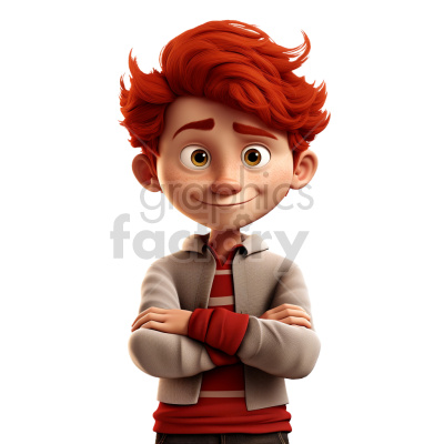 red hair boy with arms crossed
