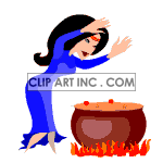 clipart - witch making a potion with er cauldron.