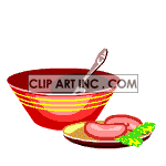 Bowl of salad with an animated fork animation. Royalty-free animation # 120176