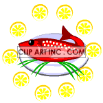 Fish on a platter clipart. Commercial use image # 120178
