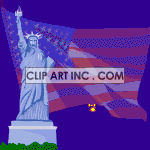 American Flag behind statue of Liberty clipart. Commercial use image # 120616