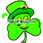 Animated clover with hat clipart. Commercial use image # 120755