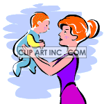 Mother embracing her child clipart.