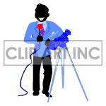 clipart - Television anchorman reporting on a story..