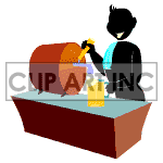 Animated bartender serving glasses of beer. clipart. Commercial use image # 122596