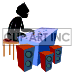 clipart - Animated DJ playing music.