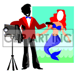 clipart - Animated photographer waiting for a customer..