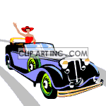  antique car cars old woman lady wave waving  transport069.gif Animations 2D Transportation 