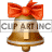 This gif animation shows a bell with a red bow on the top. It has the number 1 inside