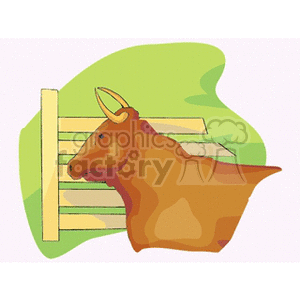 Wooden Fence Brown Bull clipart. Commercial use image # 128302