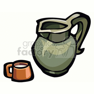 Cup of milk next to a pitcher clipart. Royalty-free image # 128588