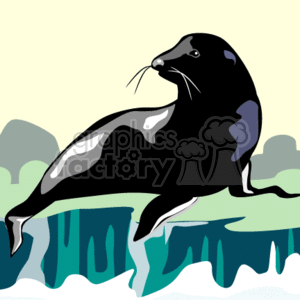 Single seal sitting clipart. Commercial use image # 128814