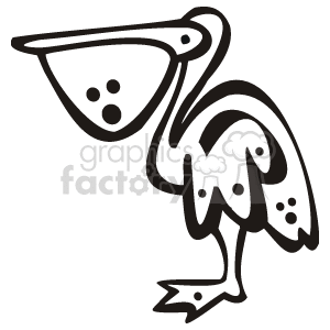 clipart - black and white pelican.