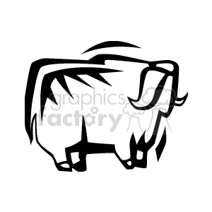 Black and white abstract African water buffalo clipart. Commercial use image # 129728