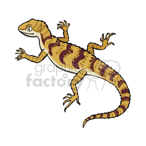 Tan colored lizard with dark brown stripes clipart. Commercial use image # 129910