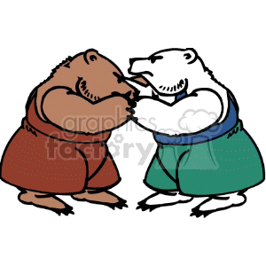 Grizzly bear wrestling polar bear clipart. Commercial use image # 130033
