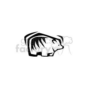 Black and white abstract bear facing right clipart. Royalty-free image # 130055