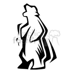 Black and white abstract bear standing upright clipart. Royalty-free image # 130057