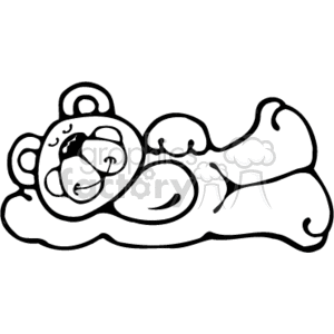 Black and white sleeping teddy bear clipart.