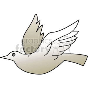 clipart - Cream colored dove in flight with wings up.