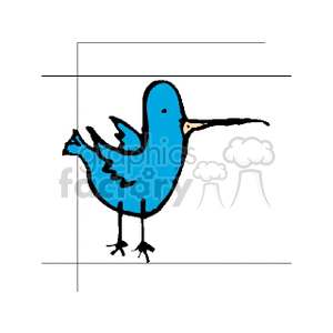 Little blue bird with long beak clipart. Commercial use image # 130481