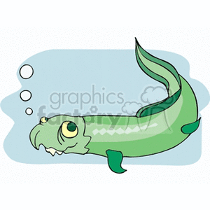 Green eel swimming 