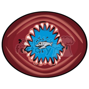 Shark jaws with a dead fish inside clipart. Royalty-free image # 130887