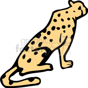 Abstract cheetah seated on all fours clipart.