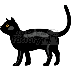 Black cat with yellow eyes standing on all fours clipart. Royalty-free image # 131103