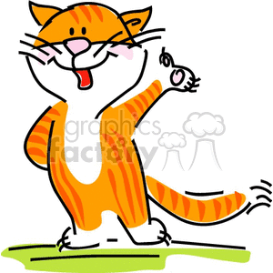 Orange tabby cat smiling with outstretched paw clipart. Royalty-free image # 131105