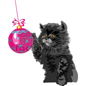 Grey kitty with Christmas bulb clipart. Royalty-free image # 131115