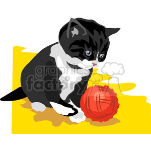kitty with ball of yarn animation. Royalty-free animation # 131127