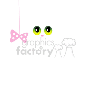 Big, bright kitten eyes next to a pink kitty toy clipart. Royalty-free image # 131141