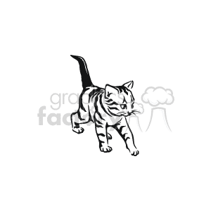 Black and white kitten with stripes clipart. Commercial use image # 131168