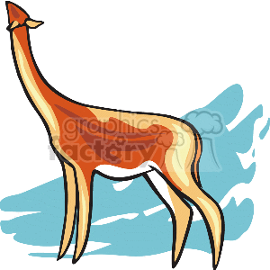 Abstract antelope with long neck against a blue background clipart.