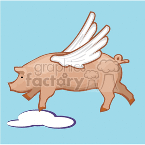 Pig flying with wings clipart. Commercial use image # 132147