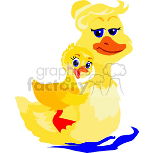 a mom duck with her duckling clipart. Commercial use image # 132177