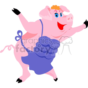 Big pink pig with an apron on clipart. Commercial use image # 132181