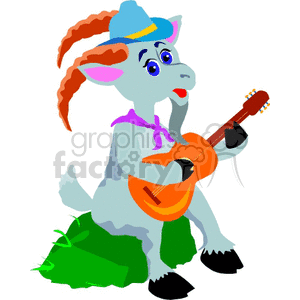 Goat playing the guitar clipart. Royalty-free image # 132193