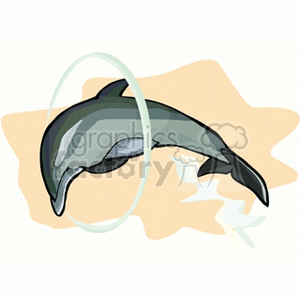 dolphin blowing water rings clipart.