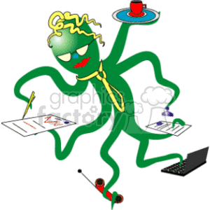 a busy business octopus clipart.