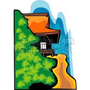clipart - House hidden by tree.