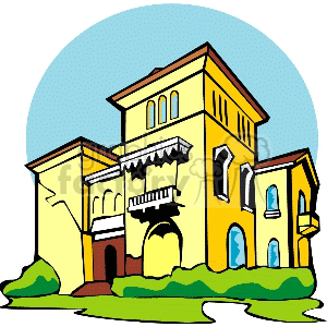 yellow mansion clipart. Commercial use image # 134420