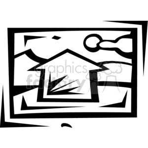 Black and white picture of a home clipart. Royalty-free image # 134426