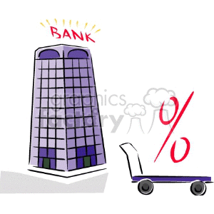   bank banks money perentage save financial cart carts  bank001.gif Clip Art Business 
