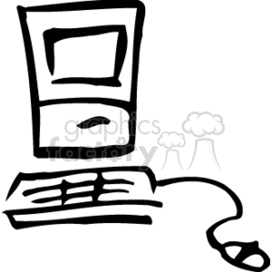 clipart - A Computer with a Keyboard and Mouse.