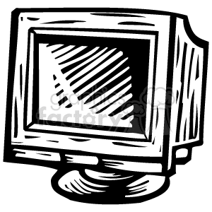black and white monitor clipart. Commercial use image # 136036