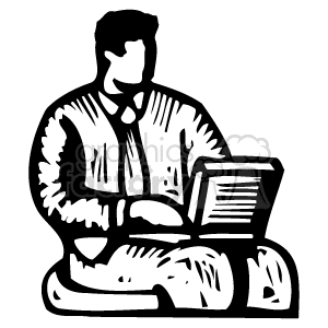 black and white computer programmer clipart.