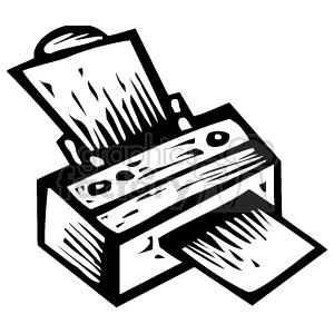 black and white computer printer vector clipart. Royalty-free image # 136054